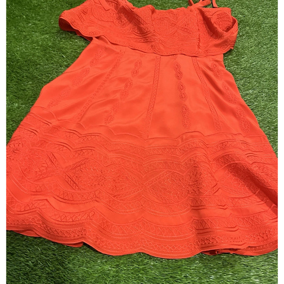 PARKER Nia Orange Silk Embroidered Lace Popover Party Dress Small NEW $398 - Picture 5 of 13